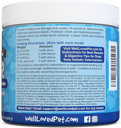 Well Loved Probiotics for Dogs, Dog Probiotics, Made in USA, Vet Developed for Gut Health, Yeast Balance, Itchy Skin, Diarrhea & Gas Relief, Chews with Prebiotic & Digestive Enzymes, Digestive Support