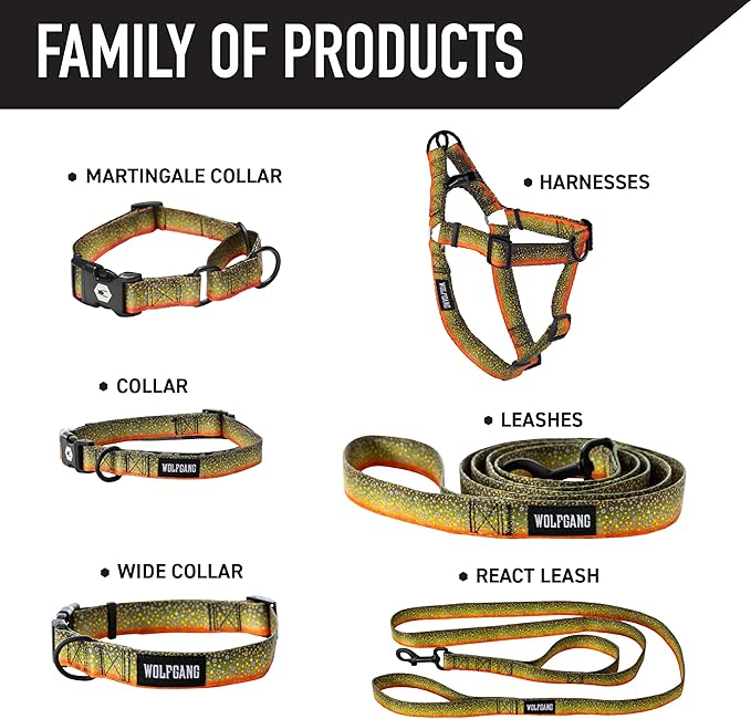 Wolfgang Heavy Duty Dog Leash, Pull-Tested for Walking & Training, BrookTrout Print, Large