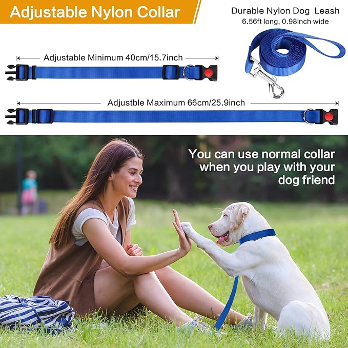 YDDHHB Dog Prong Training Collar with Nylon Cover Comfort Tips and Quick Release Snap Buckle, Dog Classic Collar and Dog Leash