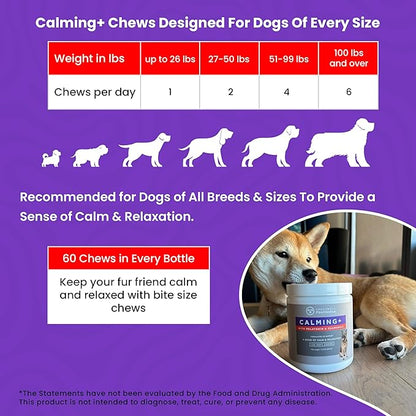 PawMedica Calming Chews for Dogs - Dog Sleep Supplement Melatonin for Dog Anxiety - Recommended Dog Calming Treats for Separation Anxiety and Barking Stress - Dog Melatonin Calming Bites for Fireworks