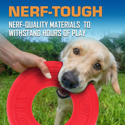 Nerf Dog Atomic Flyer Outdoor Dog Toy, 10 Inch Flying Disc Dog Fetch Toy, Rubber Dog Toy for Medium Dogs and Large Dogs, Red (Pack of 2)