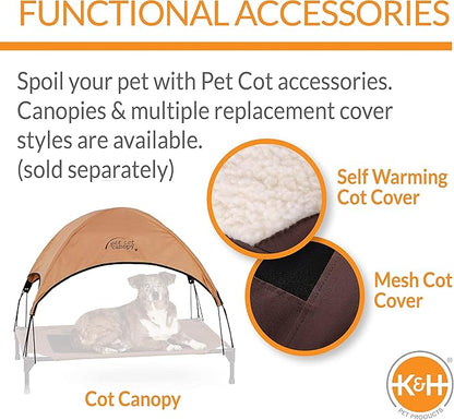 K&H Pet Products Bolster Dog Cot, Cooling Indoor Outdoor Elevated Cot Hammock Dog Bed with Removable Washable Bolsters, Washable Mesh Cover, Raised Metal Frame - Large 42 X 30in Chocolate