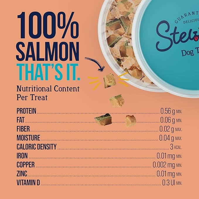 Stewart 100% Wild Salmon Dog Treats, 9.5 oz Tub, ~190 Pieces, Freeze Dried Raw, Ingredient, 65% Protein Training Treats or Meal Topper, Grain Free, Gluten Free (Pack of 2)