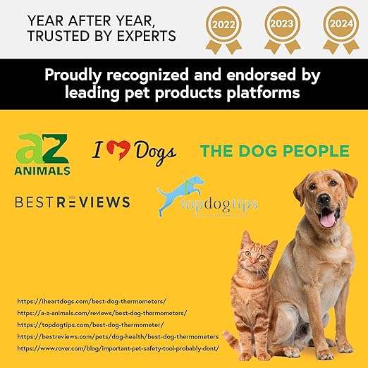 iProven Pet Thermometer (Termometro) for Accurate Fever Detection, Suitable for Cats/Dogs, Waterproof Pet Thermometer, Fast and Accurate Measurements in 20 Seconds - DT-K117 (5 Packs)