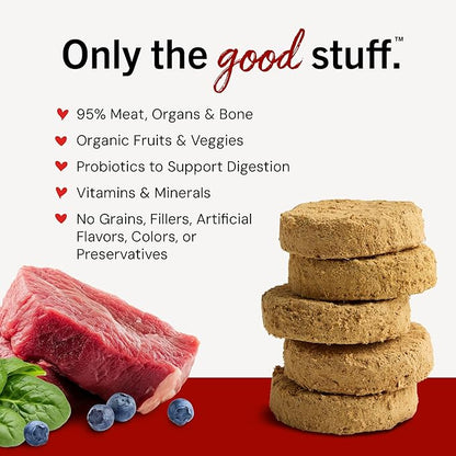 Stella & Chewy's Freeze-Dried Raw Dinner Patties - Remarkable Red Meat Blend - High Protein Grain-Free Puppy & Dog Food - Perfect For Picky Eaters - 14 oz