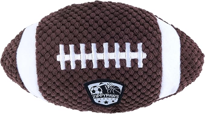 ZippyPaws SportsBallz - Dog Squeaky Toys to Keep Them Busy, Funny Plush for Small, Medium, & Large Dogs, Cute Stuffed Puppy Toy, Pet Products, Gift for All Breeds - Football & Basketball
