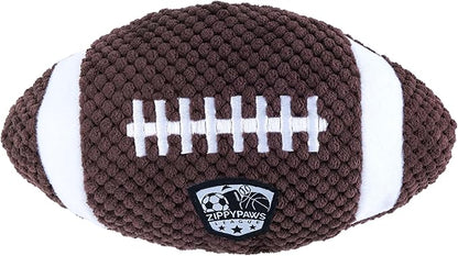 ZippyPaws SportsBallz - Dog Squeaky Toys to Keep Them Busy, Funny Plush for Small, Medium, & Large Dogs, Cute Stuffed Puppy Toy, Pet Products, Gift for All Breeds - Football & Basketball