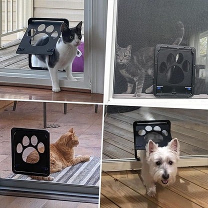 PETLESO Small Dog Door for Screen Door, Cat Door 8"×10" Magnetic Flap Self-Closing, Pet Screen Door for Sliding Door, Puppy Doggy and Cat Door Built in Screen, Lockable, Black S