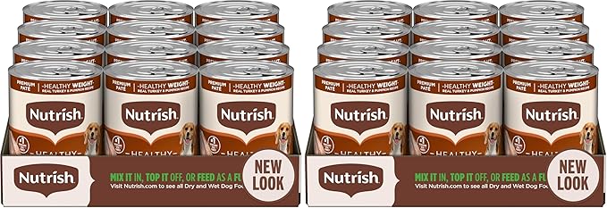 Nutrish Rachael Ray Weight Management Wet Dog Food Premium Paté Real Turkey & Pumpkin Recipe,13 oz. Can,(Pack of 24)
