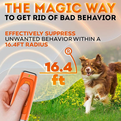 Stop Dog Barking Instantly – Ultrasonic Dog Bark Deterrent Device Humane No-Shock Barking Silencer & Dog Trainer for Indoor & Outdoor Use Effective Bark Control Solution for Small Medium Large Dogs