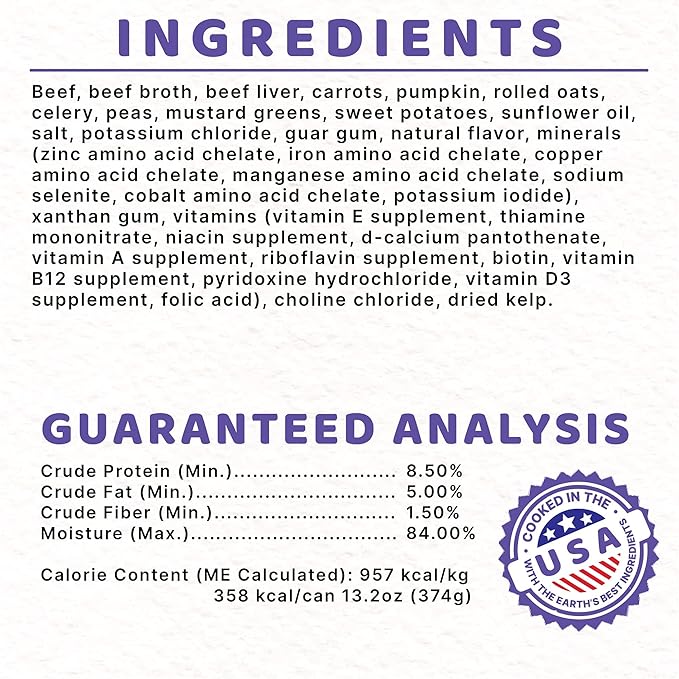 Halo Wet Dog Food Whole Beef Stew Recipe, Healthy Grains Real Meat Canned Dog Food, Meal or Topper, 13.2 Oz Can (Pack of 6)