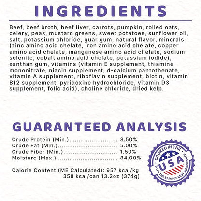 Halo Wet Dog Food Whole Beef Stew Recipe, Healthy Grains Real Meat Canned Dog Food, Meal or Topper, 13.2 Oz Can (Pack of 6)