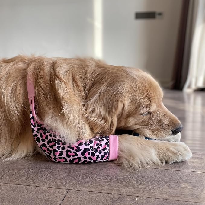 HDKUW Dog Elbow Protector, Dog Front Leg Recovery Sleeve for Prevent Licking Wound, Elbow Sleeves with Mesh Pad for Medium Large Dogs