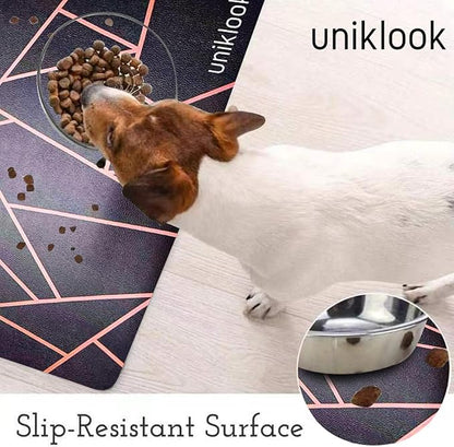 Large Pet Placemat, Dog Cat Mat Dog Feeding mat Pet Safe 28" X 16.5" Waterproof Easy to Clean Mat for Food & Water Bowls Waterproof Boho Uniklook
