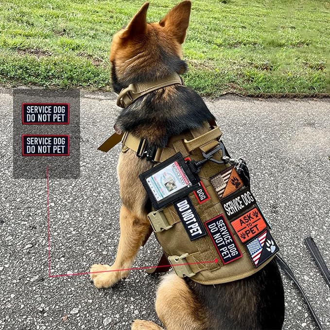 Service Dog Patches Removable Tactical Hook Loop Harness Embroidered in Training Patch Do Not Pet Working Dog Patch for Vest Harnesses Collars Leashes