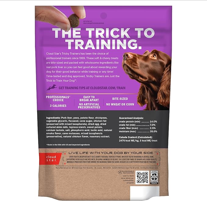 Cloud Star Tricky Trainers Soft & Chewy Grain Free Dog Treats, Liver, 12 oz. Pouch