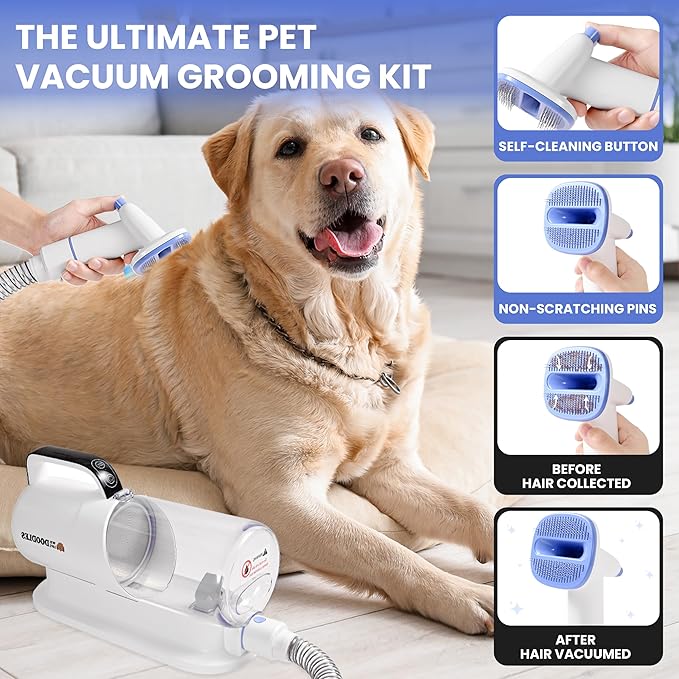 We Love Doodles 11-in-1 Dog Grooming Vacuum - Professional-Grade Dog Clippers, Lightweight Pet Vacuum Grooming Kit for Dogs at Home, for Long Hair & Non Shedding Dogs, Goldendoodles & Poodles