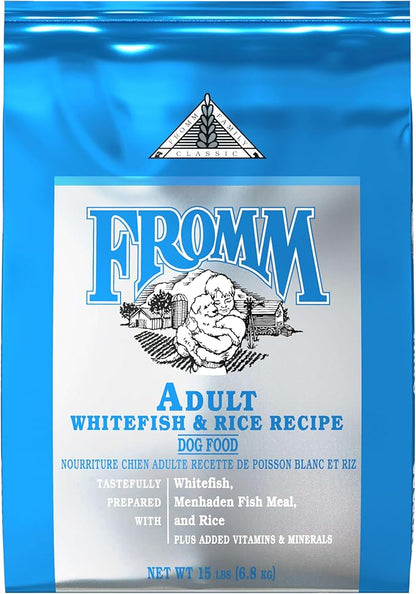 Fromm Classic Adult Whitefish & Rice Dog Food - Premium Dry Dog Food for Large, Medium, & Small Breeds - Whitefish & Rice Recipe - 15 lb