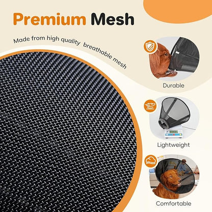 Breathable Mesh Dog Cone Collar for Surgery, Soft Elizabethan Recovery Alternative to Stop Licking,Pet Neck Collar for Large Medium Small Breeds(Black,1)