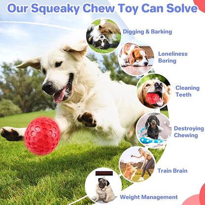 Indestructible Squeaky Dog Balls for Aggressive Chewers, Interactive Dog Toys for Aggressive Chewers for Relieving Anxiety, Dog Chew Toy Balls for Small Medium Large Dogs, Outdoor Dog Toys