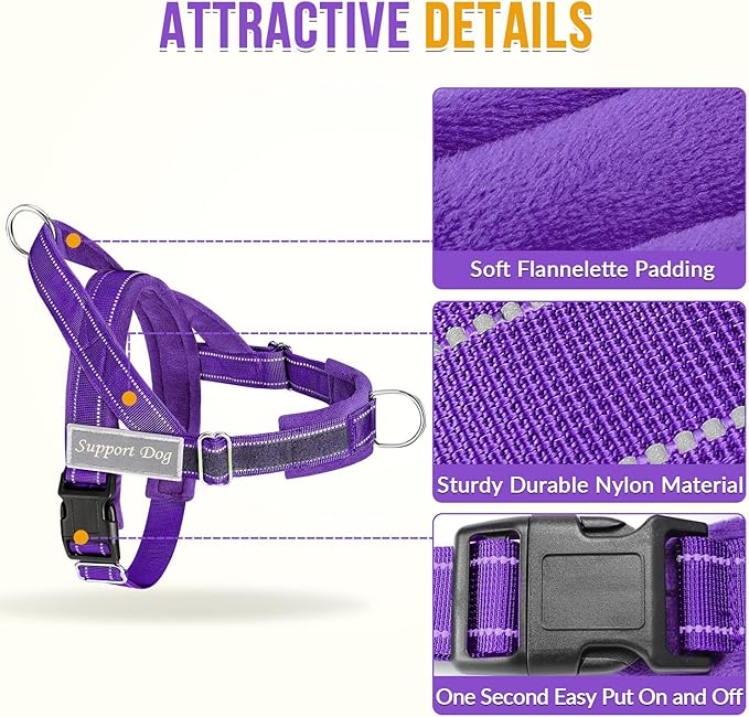 SlowTon No Pull Dog Harness - Heavy Duty Dog Harness and Leash Set for Medium Large Dogs, Reflective Tactical Harness with Soft Padded and Front Clip for Easy Walk and Training (PU, S)