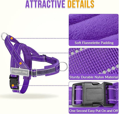 SlowTon No Pull Dog Harness - Heavy Duty Dog Harness and Leash Set for Medium Large Dogs, Reflective Tactical Harness with Soft Padded and Front Clip for Easy Walk and Training (PU, S)