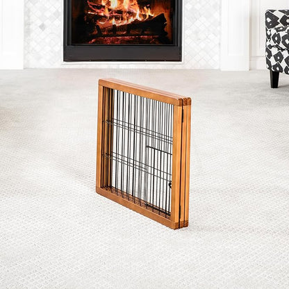Carlson 22"-62" Super Wide Dog Gate with Small Pet Door, Premium Wooden 3-Panel Pet Gate for Doorways & Hallways
