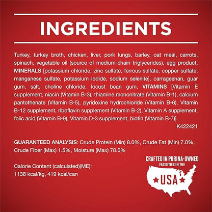 Purina ONE Plus Classic Ground Vibrant Maturity Adult 7 Plus Turkey And Barley Entree Senior Dog Food - (Pack of 12) 13 oz. Cans
