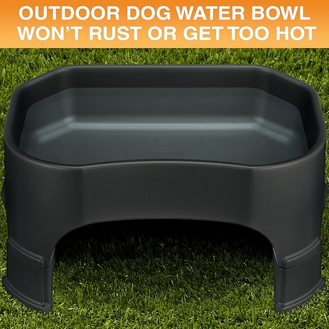 Neater Pet Brands Extra Large Water Bowl for Dogs, Elevated Outdoor Dog Water Bowl (2.25 Gallon XL Capacity), Big Trough Style Food Dish for Indoors or Outside, No Spill Large Dog Bowls, Black