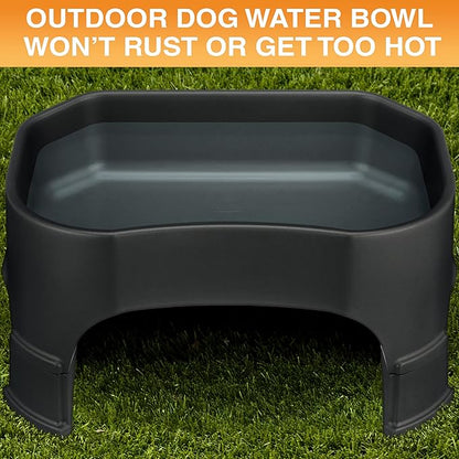 Neater Pet Brands Extra Large Water Bowl for Dogs, Elevated Outdoor Dog Water Bowl (2.25 Gallon XL Capacity), Big Trough Style Food Dish for Indoors or Outside, No Spill Large Dog Bowls, Black