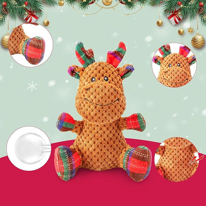 Squeaky Dog Toys, Stuffed Large Dog Toys to Keep Them Busy, Interactive Plush Chew Toys with Crinkle Paper, Tough Pet Animal Toys for Small Medium Large (Red B)