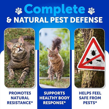 Flea Treatment for Cats - Natural Flea and Tick Prevention Supplement for Cats, Kittens - Chewable Daily Oral Pills with Vitamins - 135 Soft Chews - Dental Treats, Digestive Health, Immune Support