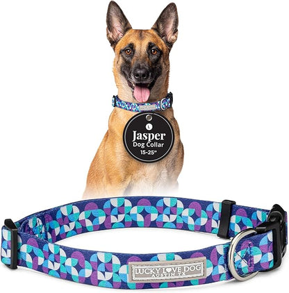 Lucky Love Dog - Adjustable Dog Collar with Easy Click Buckle for Large Dogs, Durable, & Comfortable for Male & Female Dogs, Pet Collar for Puppies & Adult Ones - Jasper, Large