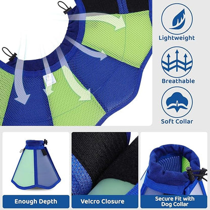 Cone for Dogs, Soft Dog Cone for Medium Large Dogs, Dog Cones Collar After Surgery to Stop Licking, Adjustable Pet Cones Alternative with Double-Layer Design, Blue L