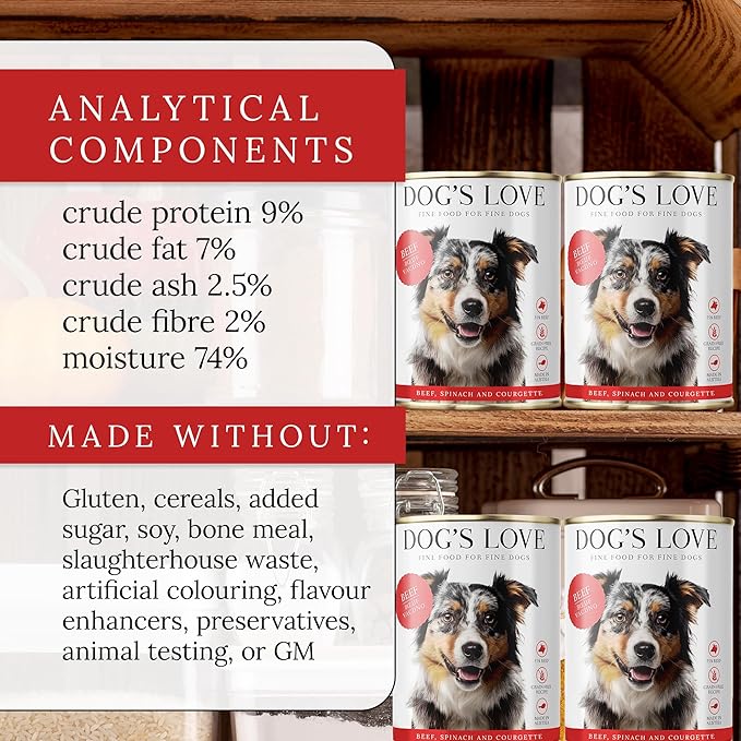 DOG'S LOVE Beef Canned Dog Food Wet, Grain-Free Wet Dog Food - Human-Grade Quality, Single Protein - Rich in Essential Nutrients, Healthy Choice for Better Digestion & Immunity - 6 Cans (14.1 Oz Each)