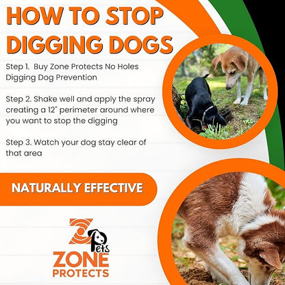 Zone Protects No Holes Digging Dog Prevention Spray – Gallon Trigger Sprayer, Stop Dogs from Digging, Prevents Holes Under Fences, in Yards, and Flower Beds
