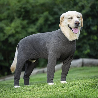 Grey Dog Surgery Recovery Suit Onesie, Medium/Large, Cotton, Lightweight, All-Season, Unisex, Solid Grey, Surgical Wound Protection, Shedding Prevention, Temperature Regulation