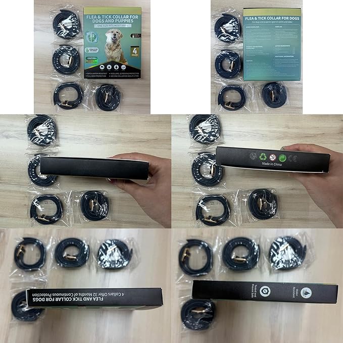 Puyrzoe 4 PCS Flea and Tick Collar for Dogs, 32 Months Protection Waterproof & Adjustable Dog Treatment Collar, Flea and Tick Prevention for Dogs & Puppies (Black)