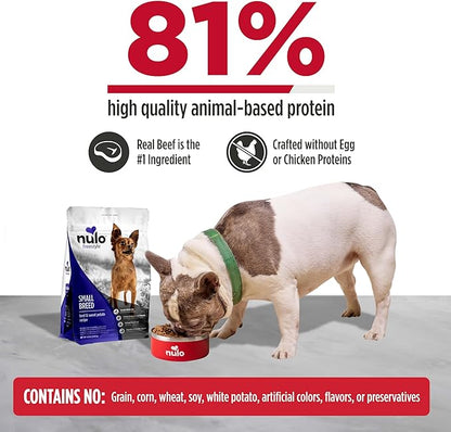Nulo Freestyle Small Breed Dog Food Dry - Beef & Sweet Potato, Puppy & Adult Grain Free Dog Food, Natural, High Protein, Smaller Sized Kibble with BC30 Probiotic for Healthy Digestion Support, 14lb