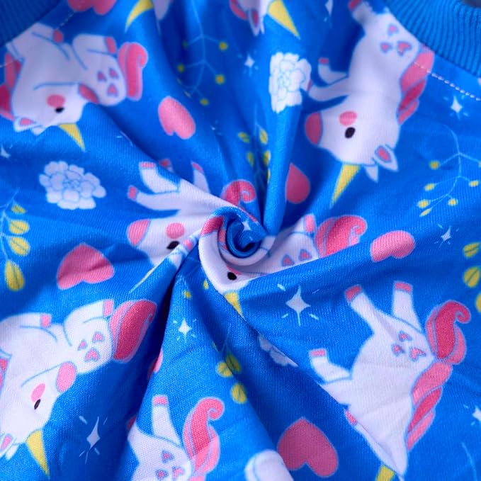 PetWarm Dog Surgery Suit, Dog Surgical Recovery Suit Female and Male, Onesies for Dogs, Anti-Licking Surgery Recovery Shirt for Dogs, Unicorn Pattern, Blue, S