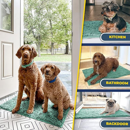Muddy Mat® | Super Absorbent Door Mat Indoor, Microfiber Quick Dry Chenille Entryway Rug, Non-Slip Front Door Mat, Indoor Mats for Entryway, Machine Washable Pet Rug, Seafoam Green 59"x35"
