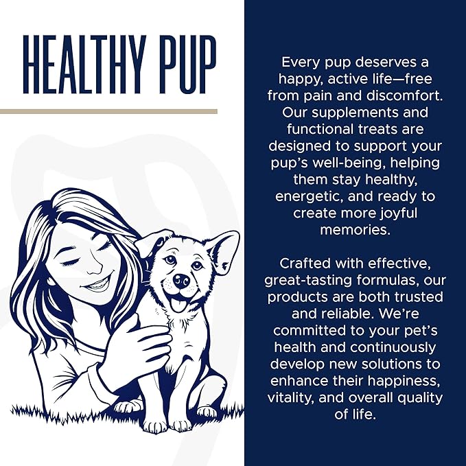 Healthy Pup Calming Chews for Dogs with Melatonin - 60 Delicious Soft Treats for Dog Anxiety Relief for Large and Small Dogs - Peanut Butter Flavor - Includes Chamomile, Thiamine, L-Tryptophan