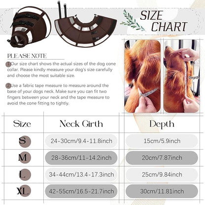 Dora Bridal Dog Cone Collar for Extra Large Dogs After Surgery, Soft Comfy Recovery Pet Cone Alternative, Adjustable Elizabethan Collar for Dogs to Stop Licking, Brown,XL