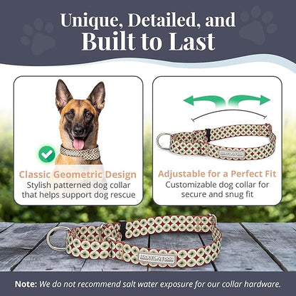 Lucky Love Dog Martingale Dog Collar - Adjustable, No-Slip, Durable, & Soft Webbing Collar for Male and Female Dogs Ideal for Training & Walking - in Unique Pongo Pattern, Large Size