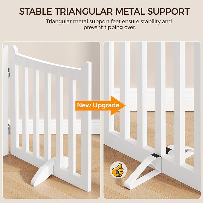 Yaheetech 24" H Freestanding Pet Gate for Dogs Wooden Dog Gates for Hallway, Doorway Collapsible Indoor Pet Fence with Support Feet Stair Barrier 4 Panels Fence White