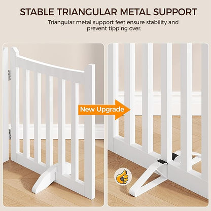 Yaheetech 24" H Freestanding Pet Gate for Dogs Wooden Dog Gates for Hallway, Doorway Collapsible Indoor Pet Fence with Support Feet Stair Barrier 4 Panels Fence White