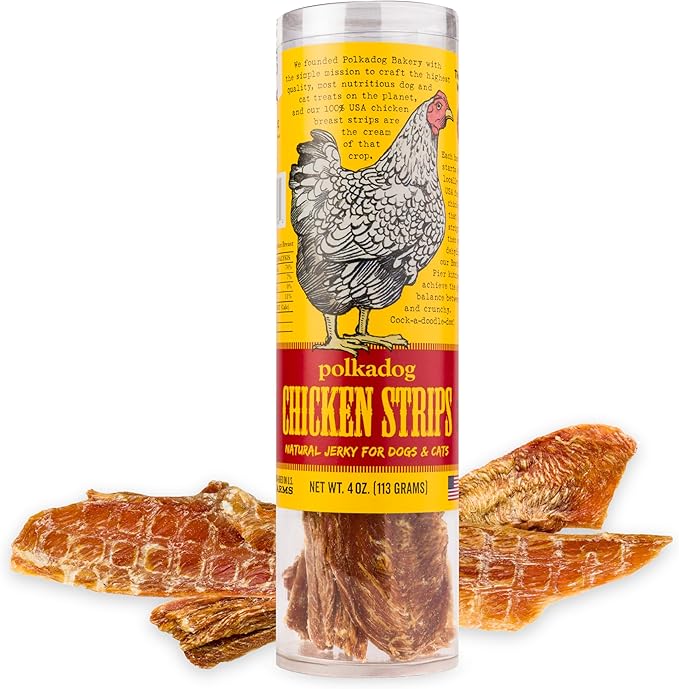 Polka Dog Bakery Chicken Strip Jerky Dog Treat, 4-Ounce