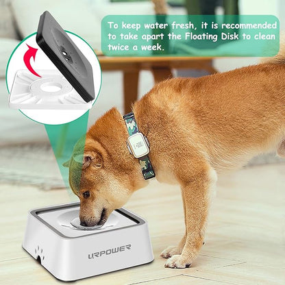 URPOWER 2.5L Dog Water Bowl 85oz Large Capacity Dog Bowls No Spill Pet Water Dispenser for Messy Drinkers Splash Proof Slow Feeder Vehicle Carried Travel Bowl for Dogs, Cats &Pets