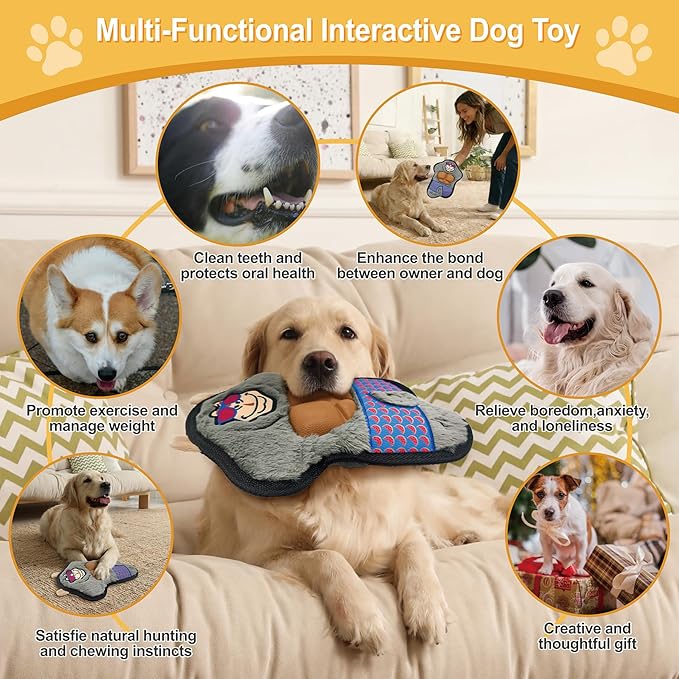 Grey Gorilla Plush Squeaky Dog Toy with TPR Muscles Puppy Teething Chew Toy Cute Soft Funny Stuffed Animal Interactive Fetch Tough Dog Toy for Small Medium Large Dogs Toy Gift 29cm/11.42in
