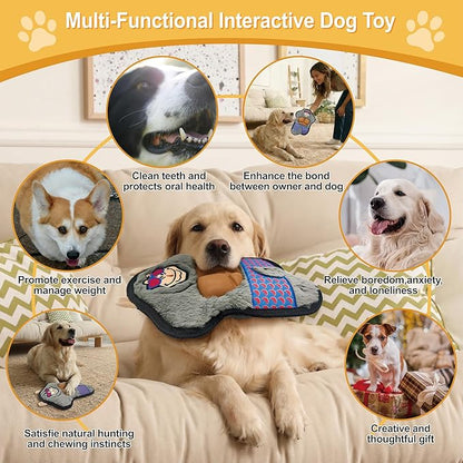 Grey Gorilla Plush Squeaky Dog Toy with TPR Muscles Puppy Teething Chew Toy Cute Soft Funny Stuffed Animal Interactive Fetch Tough Dog Toy for Small Medium Large Dogs Toy Gift 29cm/11.42in